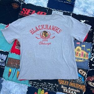 Chicago Blackhawks men gray red vintage single stitch hockey tee xl streetwear
